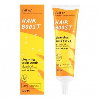 Exfoliante Hair Boost con aceite de ricino y huesos de aceituna