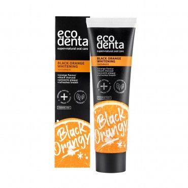 Pasta de dientes blanqueadora de carbón activo y naranja Ecodenta 100ml caja negra