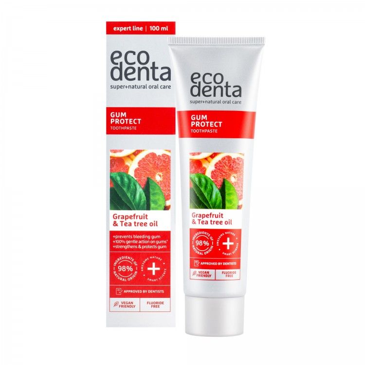 Pasta de dientes protección de encías con pomelo y aceite de árbol de té Ecodenta 100ml caja