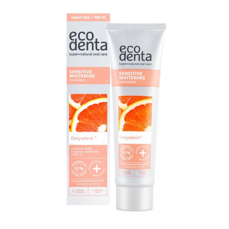 Pasta de dientes blanqueadora para dientes sensibles Ecodenta 100ml caja