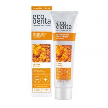 Pasta de dientes blanqueadora refrescante con extracto de ámbar Ecodenta 100ml caja