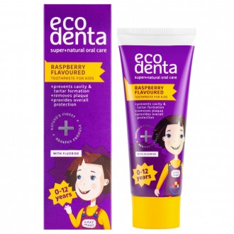 Pasta de dientes infantil sabor frambuesa anticaries Ecodenta 75ml caja