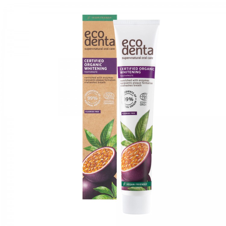 Pasta de dientes blanqueadora organica fruta de la pasion Ecodenta 75ml caja
