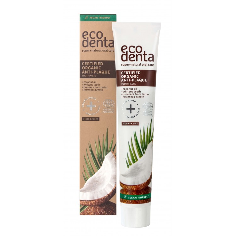 Pasta de dientes orgánica anti-placa aceite de coco Ecodenta 75ml caja