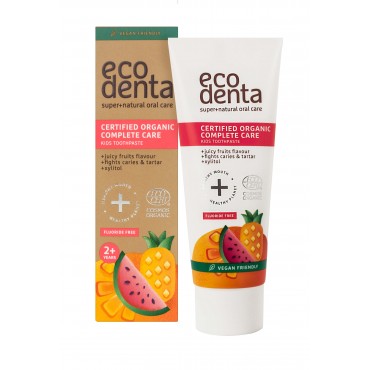 Pasta de dientes infantil organica cuidado completo frutas Ecodenta 75ml caja
