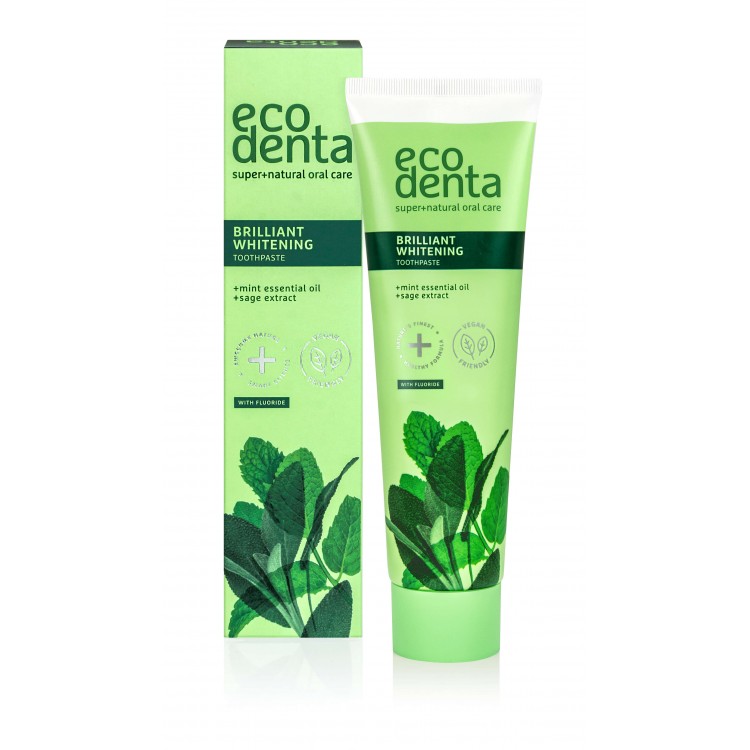 Pasta de dientes blanqueante brillante menta salvia Ecodenta 100ml caja