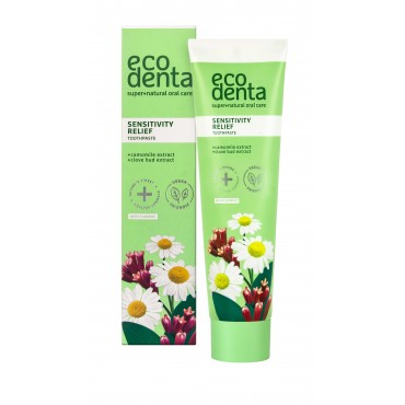 Pasta de dientes para sensibilidad dental de manzanilla y clavo Ecodenta 100ml caja