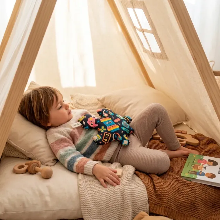 Niño con Puzzle de semillas con estampado gamer