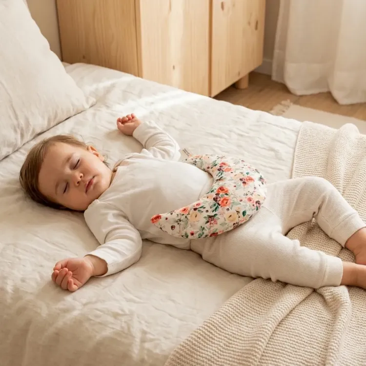 Saquito térmico infantil Luna con estampado floral y relleno de semillas