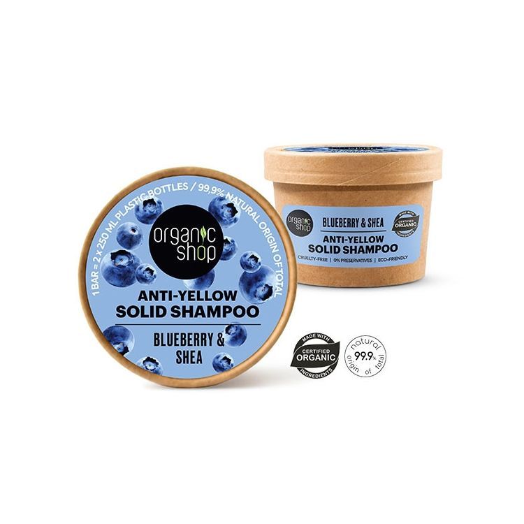 Champú sólido Antiamarillo Arándano y karité
