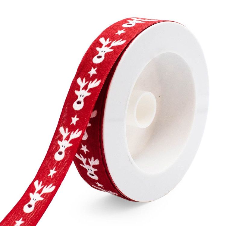 Cinta de Navidad Roja Renos 25mm