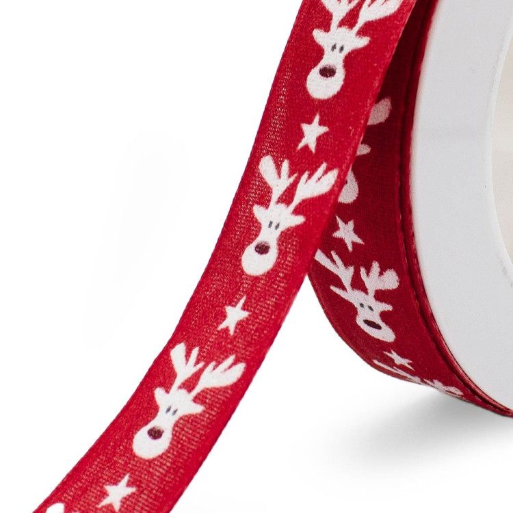 Cinta de Navidad Roja Renos 25mm
